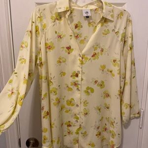 Cabi Yellow Floral Button Down Blouse